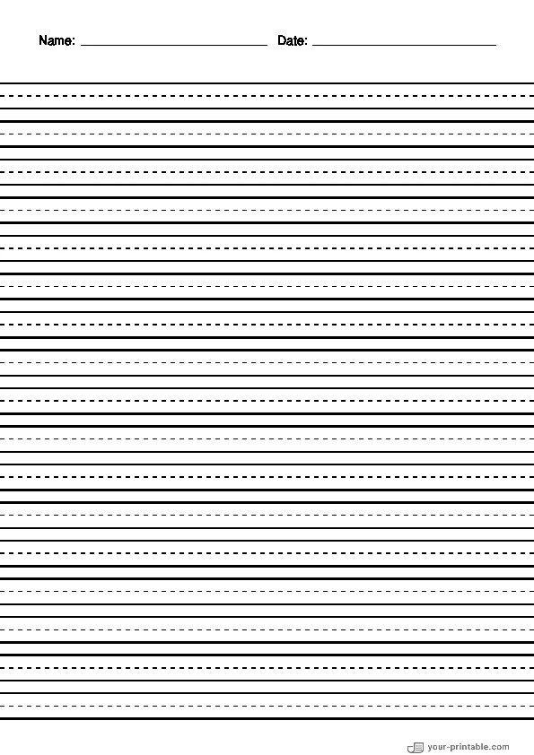 Lined Paper for Pre School With Name and Date Black 10mm With Dashed Line - 10070631