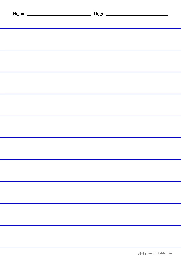 Papel forrado para preescolar con Nombre y Fecha Azul 1 pulgada para niños - 10070690