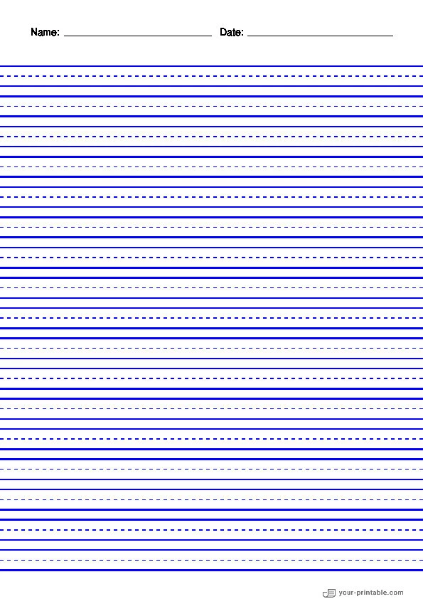 Papel rayado para preescolar con nombre y fecha Azul 10mm con línea punteada - 10070630