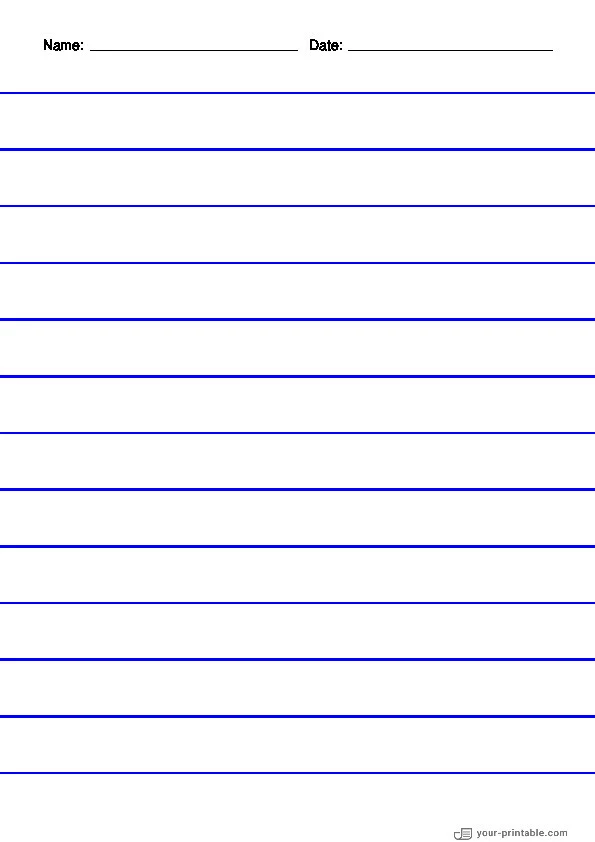 Papel rayado para Preescolar con Nombre y Fecha Azul 20mm para niños - 10070702