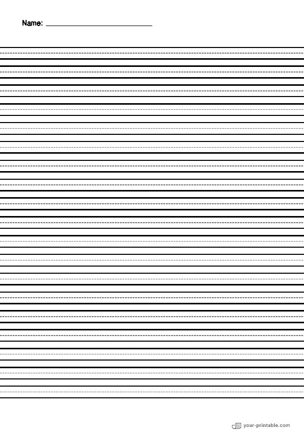 Papel rayado para preescolar con nombre y línea punteada Negra de 8 mm. - 10070651