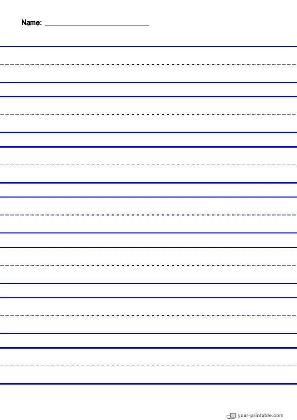 Lined Paper for Pre School With Name and Dotted Line Blue 1 inch - 10070642