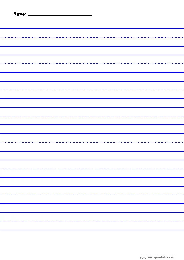 Lined Paper for Pre School With Name and Dotted Line Blue 20mm - 10070654