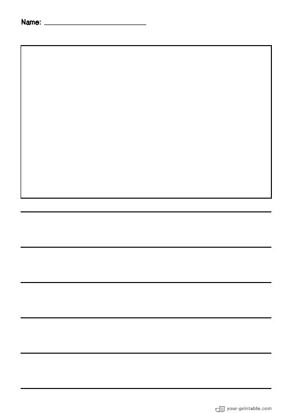 Papel forrado para preescolar con nombre Negro 1 pulgada con caja de imagen para niños - 10070677