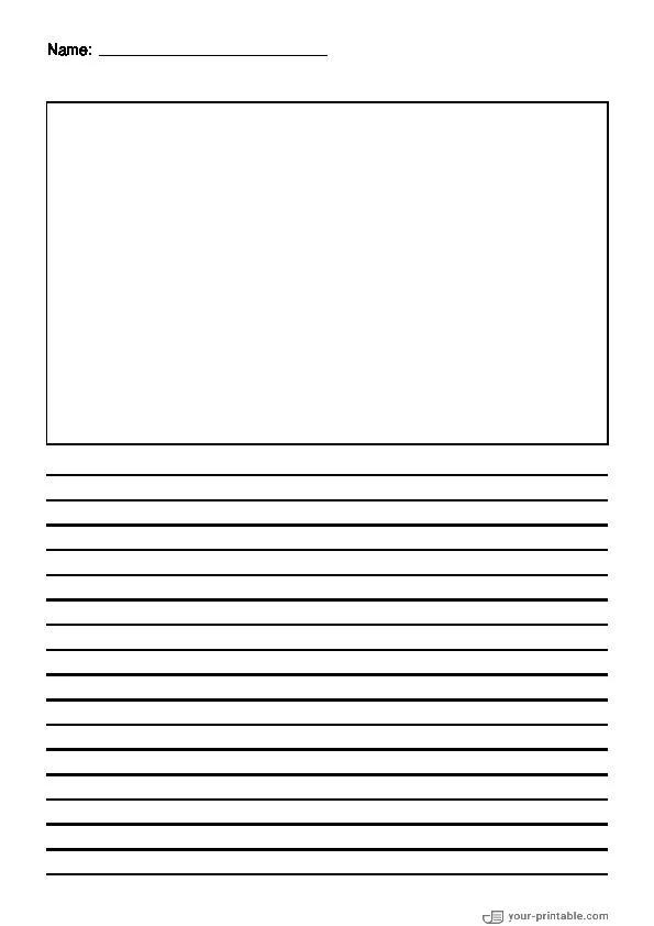 Papel rayado para preescolar con nombre Negro 8mm con caja de imagen para niños. - 10070685