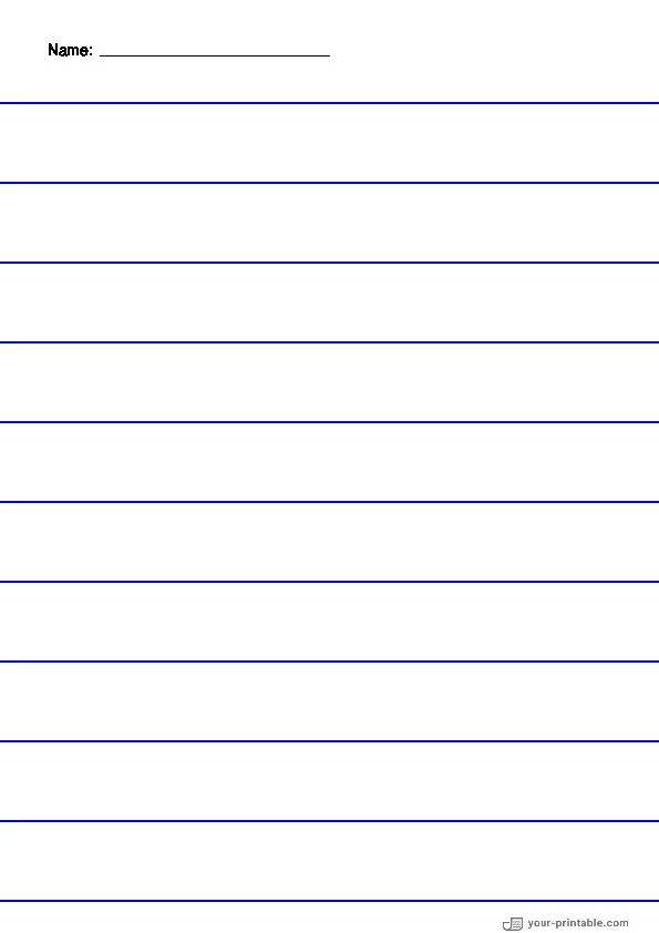 Liniertes Papier für Vorschule mit Namen Blau 1 Zoll für Kinder - 10070674