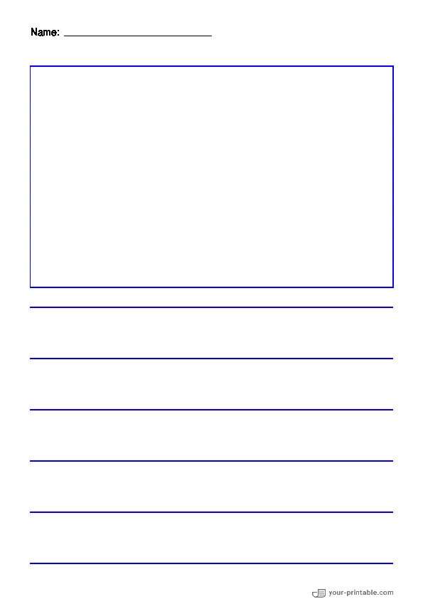 Papel forrado para preescolar con nombre azul 1 pulgada con casilla de imagen para niños - 10070676