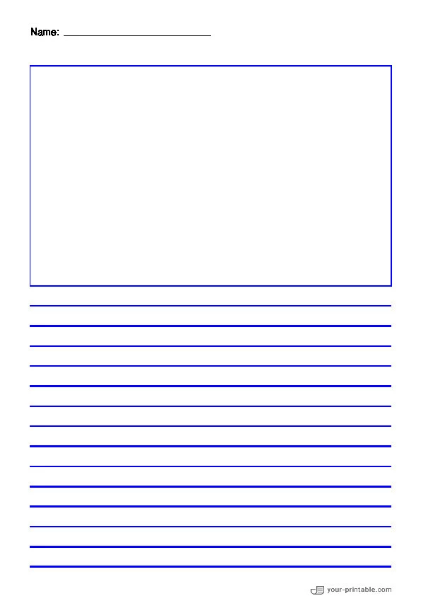 Papel forrado para preescolar con nombre Azul 10mm con cuadro de imagen para niños - 10070680