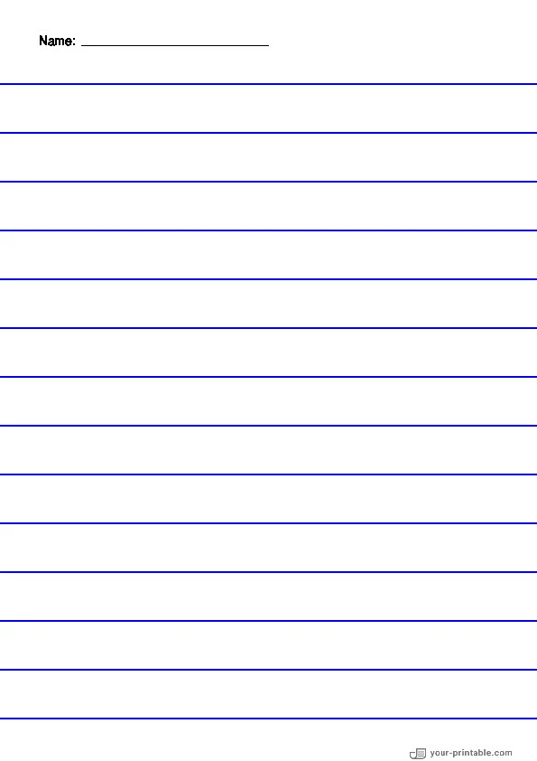 Lined Paper for Second Grade With Name Blue 3\4 inch for kids - 10070804