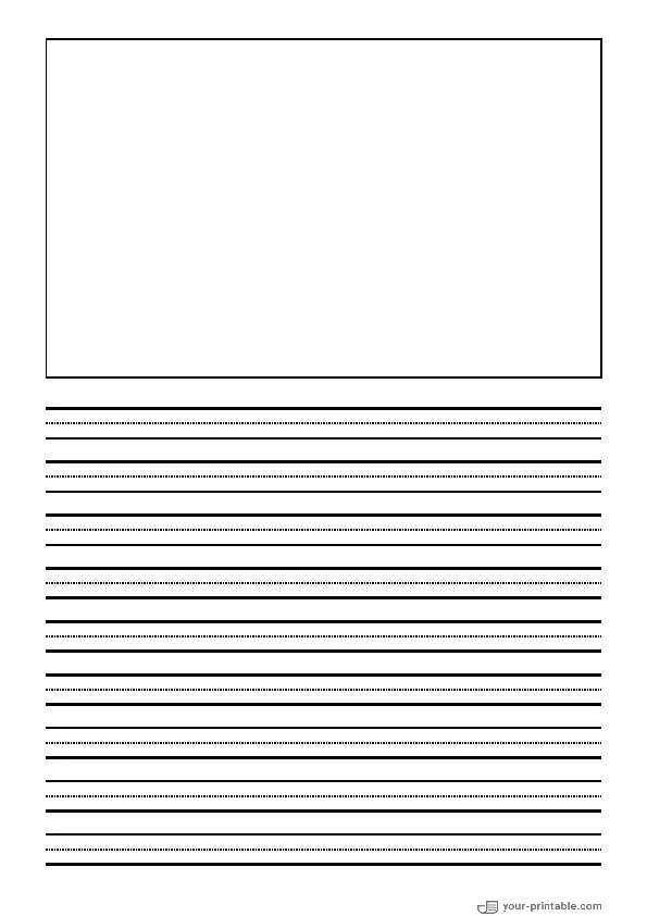 Lined Paper for Third Grade Black 3/8 inch With Dotted Line and Picture Box - 10070865