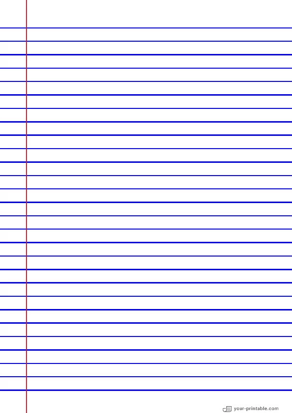 Lined Paper for Third Grade Blue 3/8 inch With Margin - 10070924