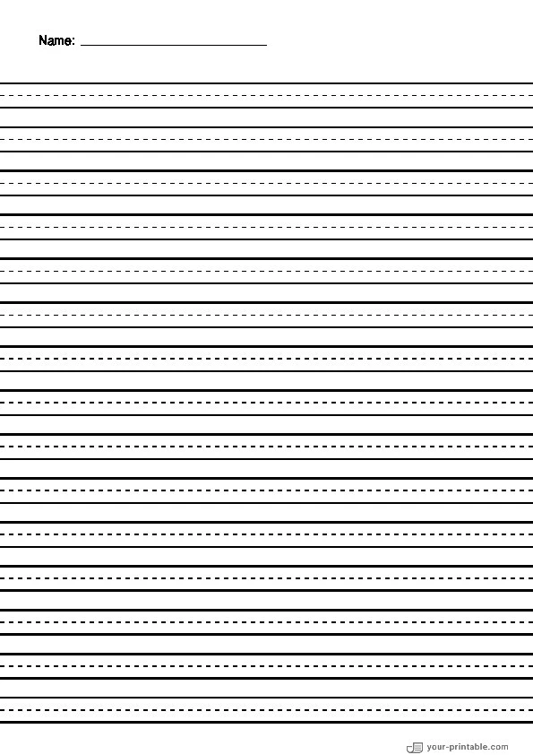 Lined Paper for Third Grade With Name and Dashed Line Black 3/8 inch - 10070879