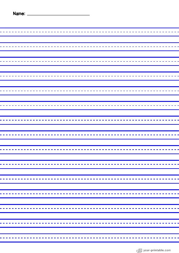 Lined Paper for Third Grade With Name and Dashed Line Blue 3/8 inch - 10070878