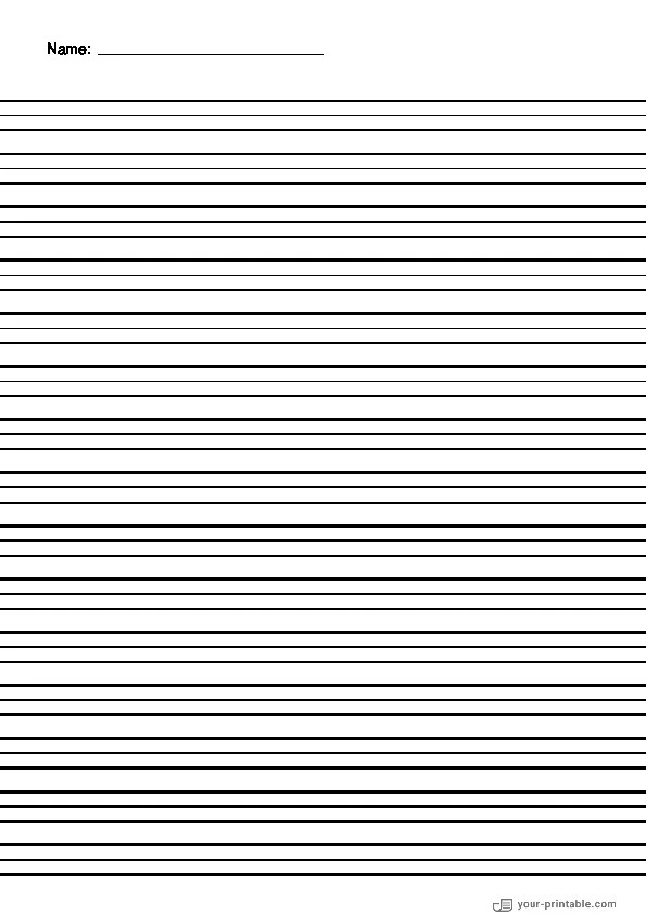 Lined Paper for Third Grade With Name Black 3/8 inch - 10070887