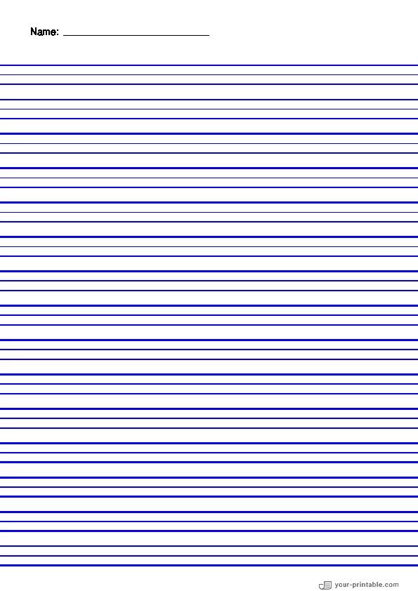 Lined Paper for Third Grade With Name Blue 3/8 inch - 10070886