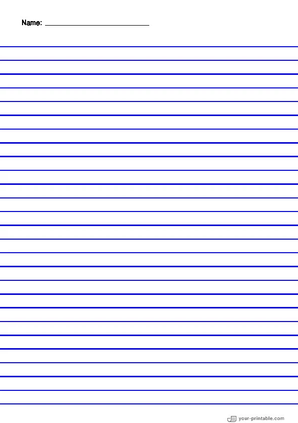 Papel rayado para tercer grado con nombre azul 3/8 pulgadas para niños - 10070894