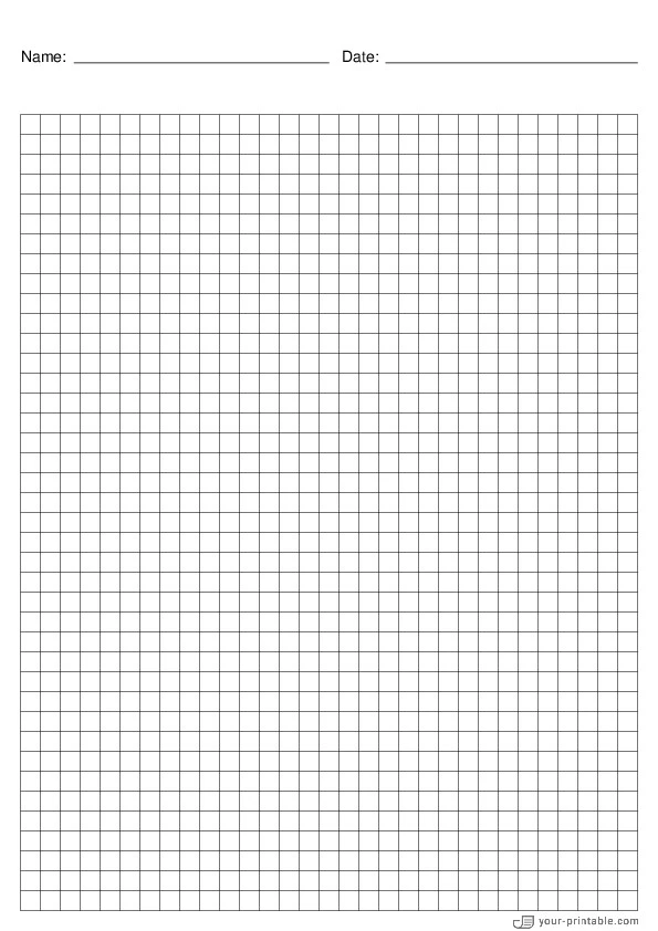 Math Grid Paper black 1/4 inch With Name and Date - 10071890
