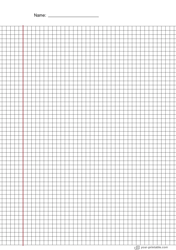 Math Grid Paper black 5mm With Name and Margin - 10071912