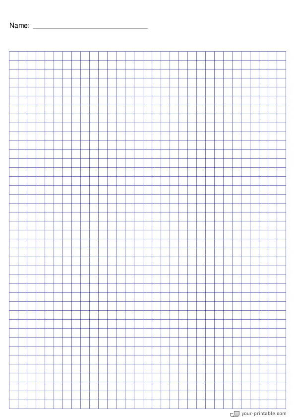 Papel cuadriculado de matemáticas azul 1/4 de pulgada con nombre - 10071889