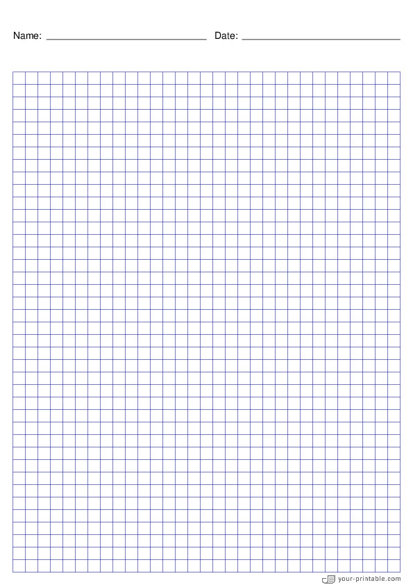 Math Grid Paper blue 1/4 inch With Name and Date - 10071891