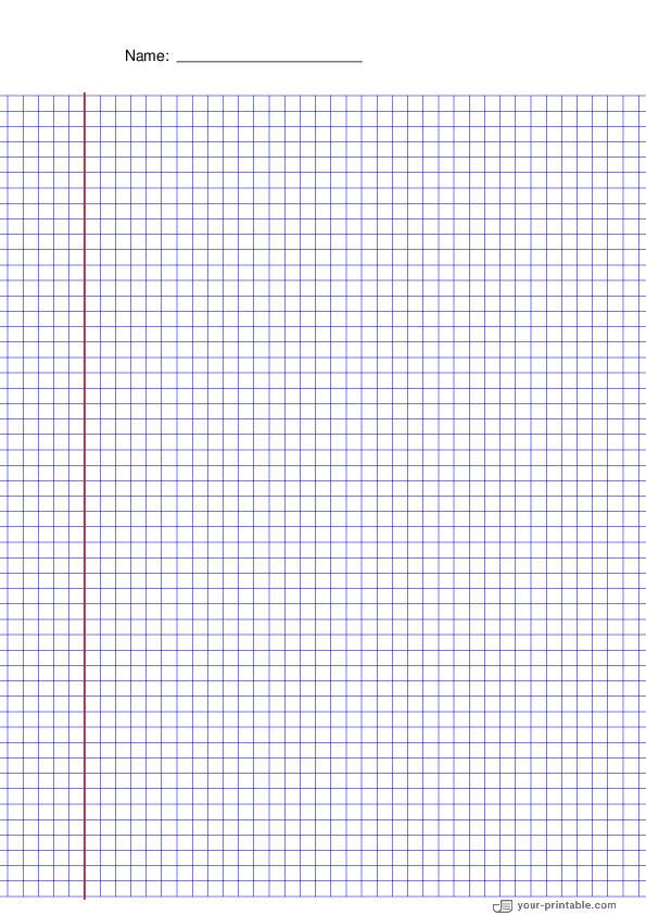 Math Grid Paper blue 5mm With Name and Margin - 10071913