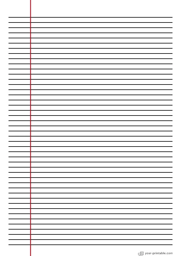 Narrow Ruled Notebook Paper Black 6 mm With Left Margin - 10071015