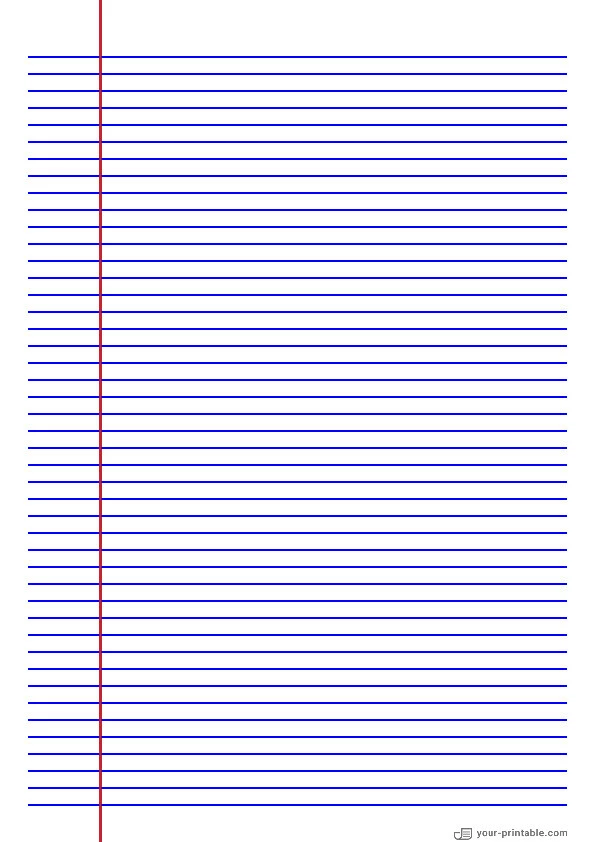 Narrow Ruled Notebook Paper Blue 6 mm With Left Margin - 10071014