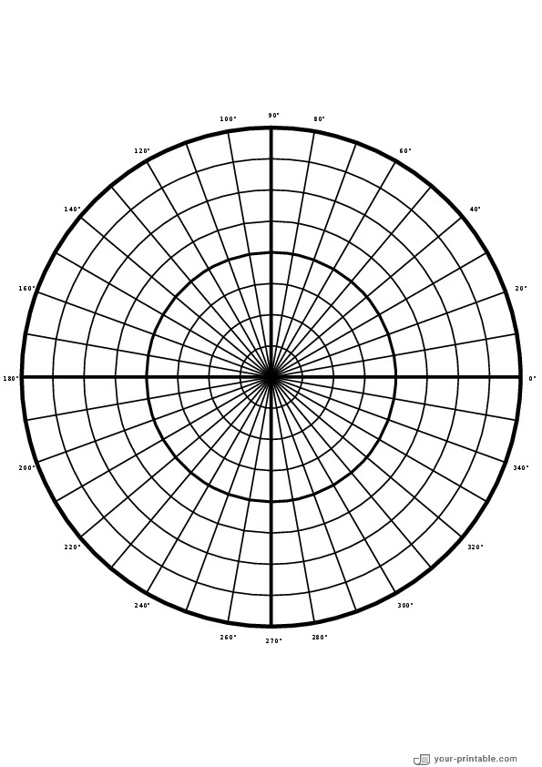 Polar Graph Paper 10 Degrees black - 10073715