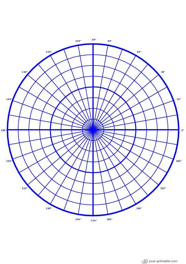 Polar Graph Paper 10 Degrees blue - 10073716