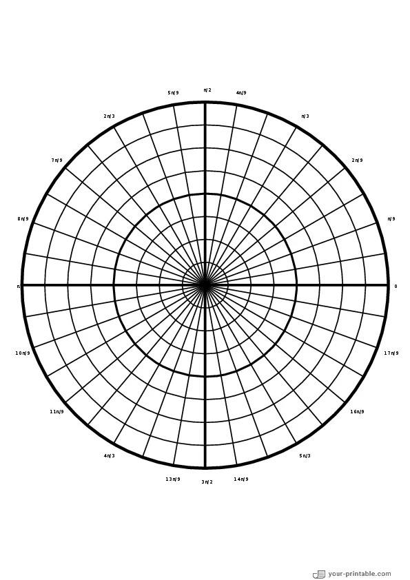 Polar Graph Paper 10 Degrees with Radians black - 10073717