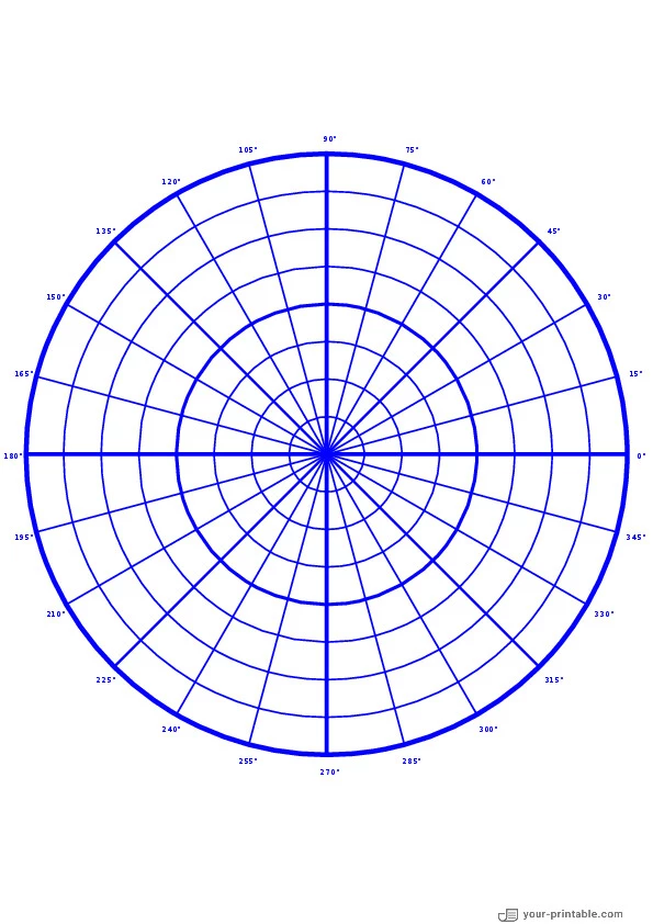 Polar Graph Paper with Degrees blue - 10073708