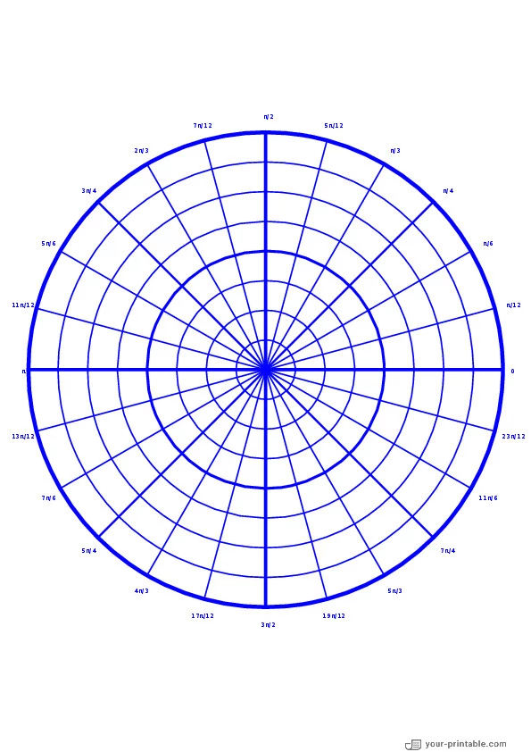 Polar Graph Paper with Radians blue - 10073710