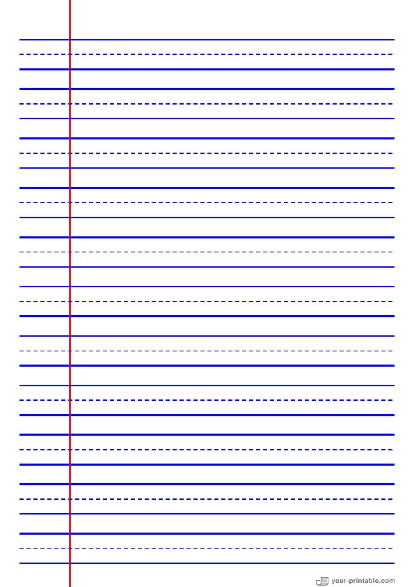 Primäres liniertes Papier Blau 15 mm mit Rand - 10070742