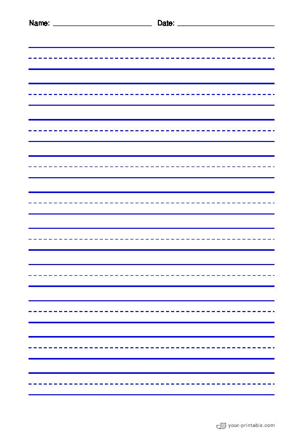 Primary Lined Paper Blue 15 mm With Name and Date - 10070738