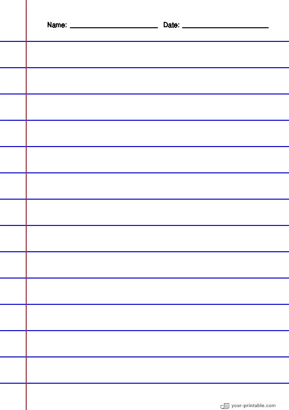 Vertical Lined Paper for 2nd Grade With Margin Blue 3/4 inch - 10070854