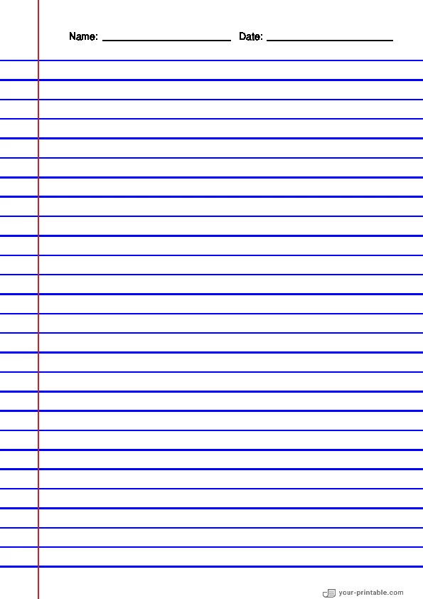 Vertical Lined Paper for 3rd Grade Blue With Margin Blue 3/8 inch - 10070944