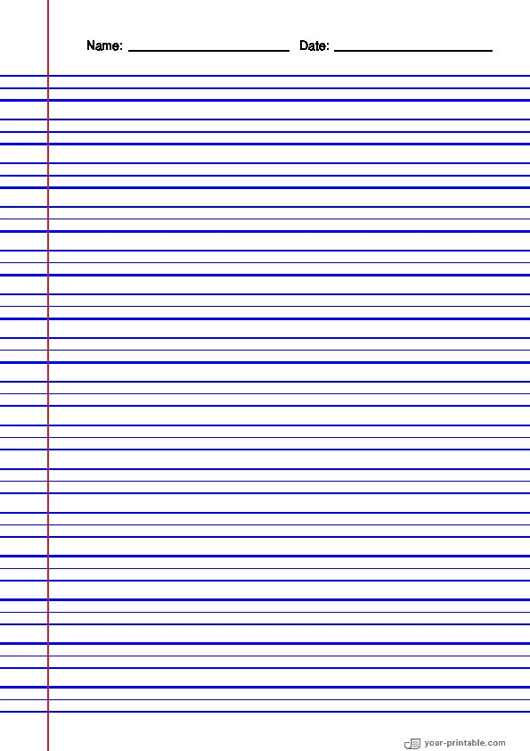 Vertical Lined Paper for Third Grade Blue 3/8 inch With Margin - 10070942