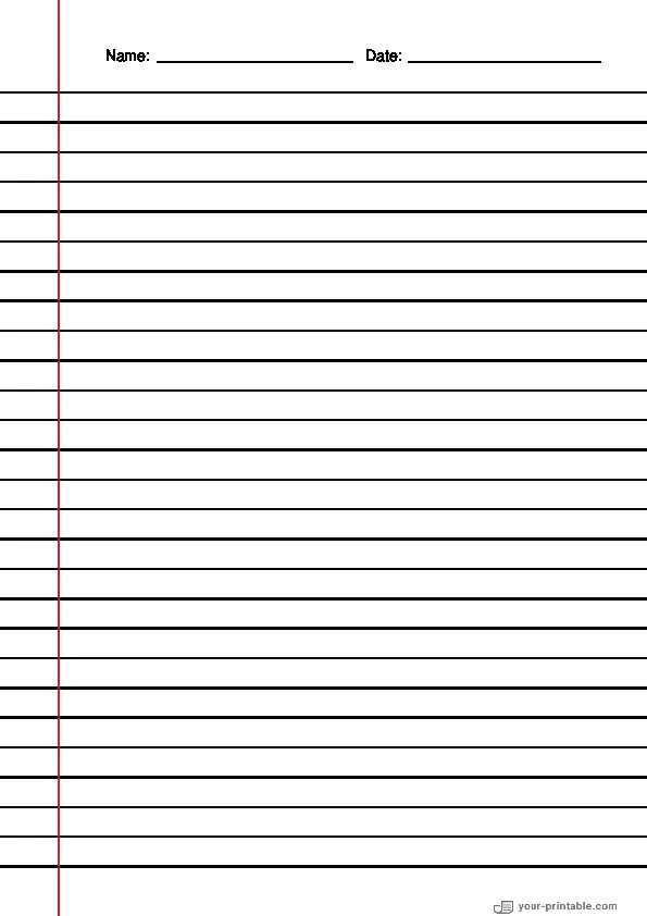 Vertical Lined Paper for Third Grade With Margin Black 3/8 inch for kids - 10070947