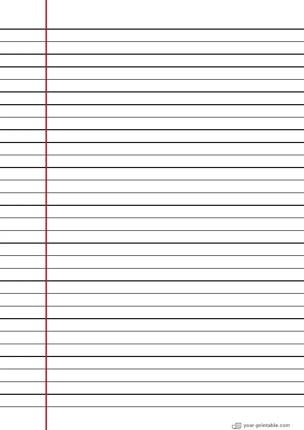 Wide Ruled Lined Paper Black 8.7 mm With Left Margin - 10070963