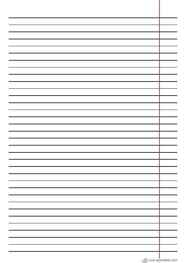 Wide Ruled Notebook Paper Black 8 mm With Right Margin - 10071005