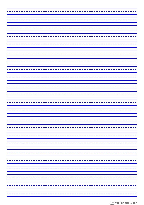 Wide Ruled Notebook Paper Blue 8 mm With Dashed Line - 10070998
