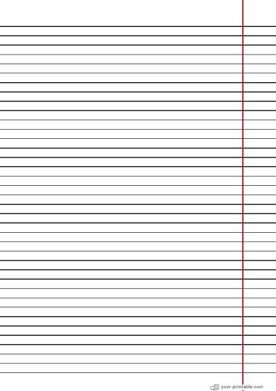 College Ruled Lined Paper Black 9/32 inch With Right Margin | your ...
