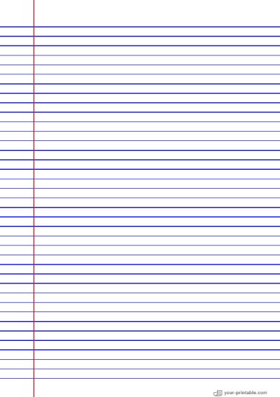 Papel rayado de regla universitaria azul 9/32 pulgadas con margen izquierdo Plantilla