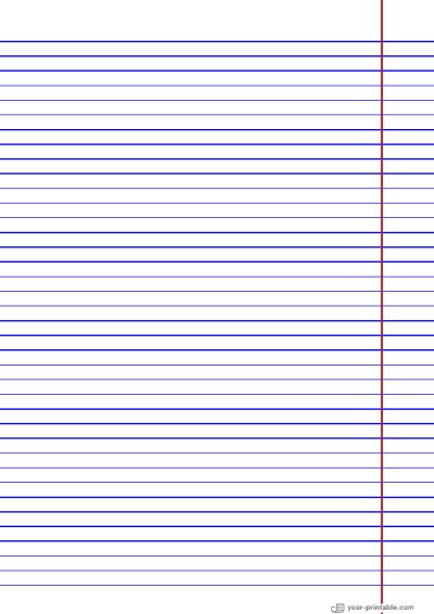 College Ruled Lined Paper Blue 9/32 inch With Right Margin Template