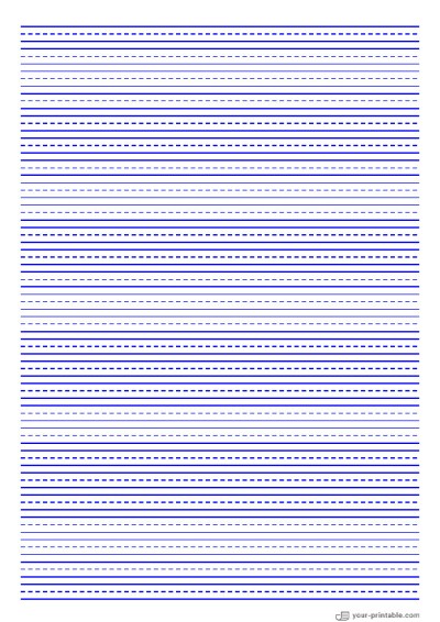 College Ruled Paper Blue 7.1 mm With Dashed Midine Template