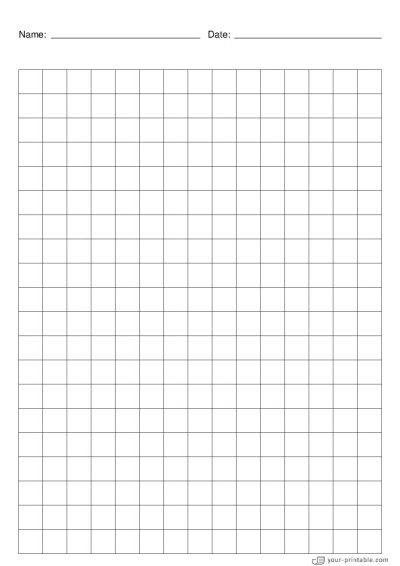 Grid Paper black 1/2 inch With Name and Date Template