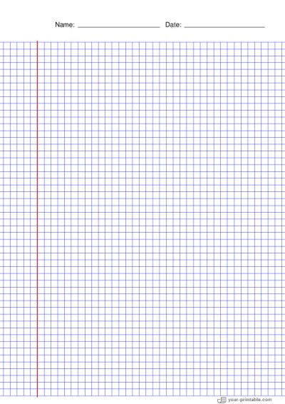 Papel cuadriculado azul con nombre y fecha 5mm Con margen Plantilla