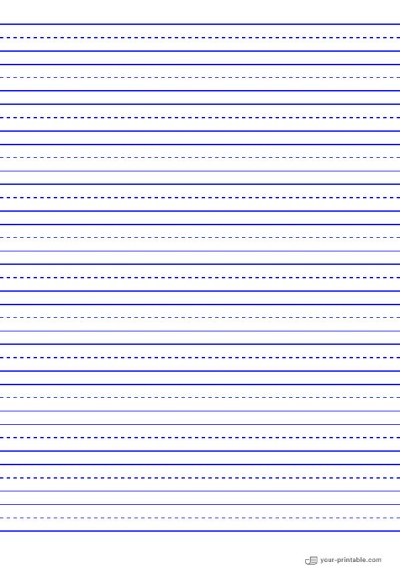 Linienhandpapier für die 3. Klasse Blau 14 mm Vorlage