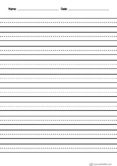 Linienpapier für die 1. Klasse mit Name und Datum Schwarz 15 mm Vorlage