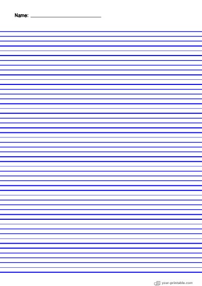 Papel rayado para primer grado con nombre Azul 10 mm Plantilla